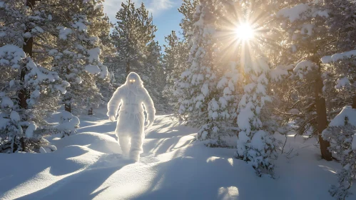 Snow Creature in the Woods