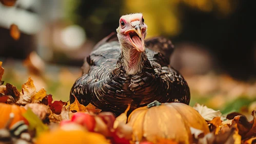 Thanksgiving Turkey in Fall Foliage