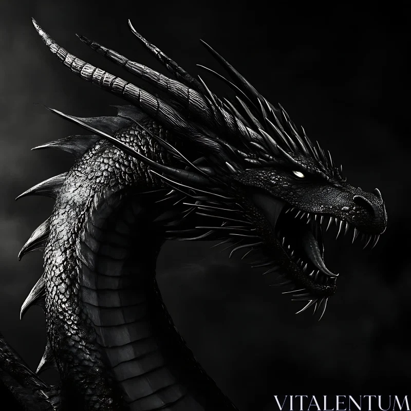 AI ART Monochrome Dragon Portrait