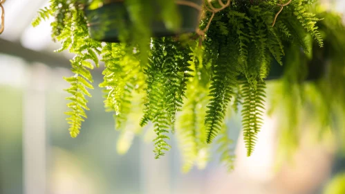 Lush Green Ferns in Soft Sunlight