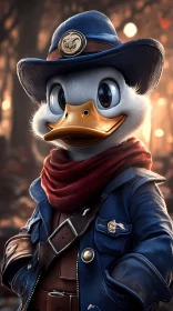 Charming Duck Character in Adventure Outfit