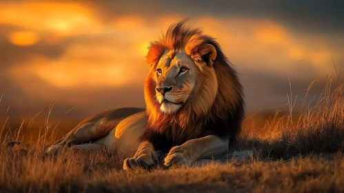 Lion Portrait in Golden Light