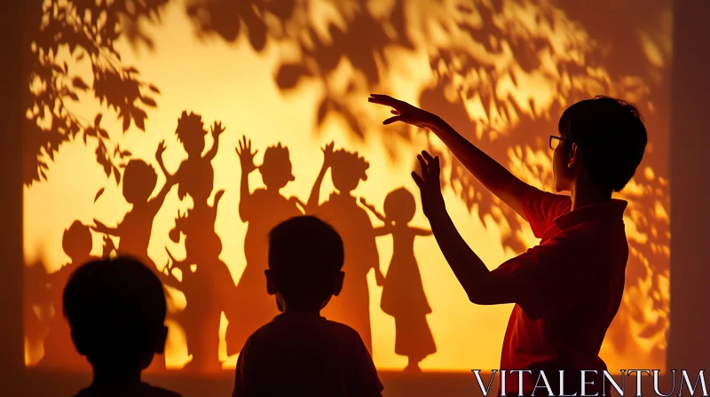 Silhouette Shadows: A Children's Theater AI Image