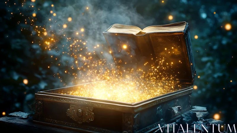 Mystical Book Emitting Golden Light AI Image