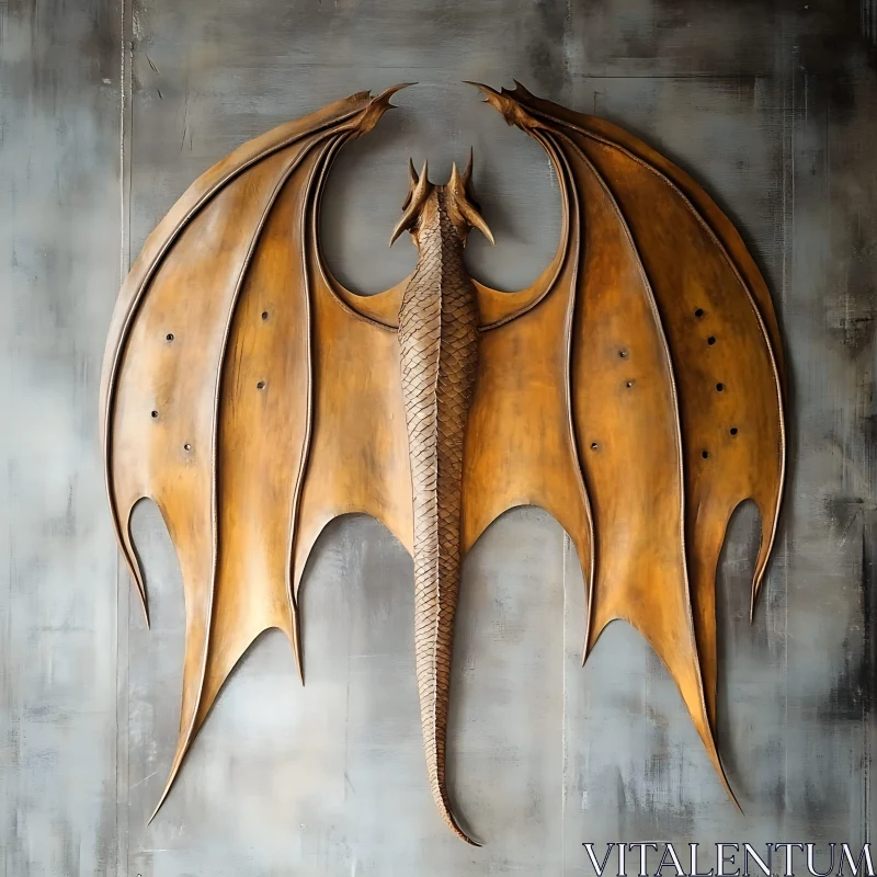 Dragon Wings Sculpture Wall Decor AI Image