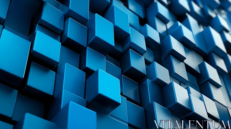 Geometric Blue Cubes Abstract Background AI Image