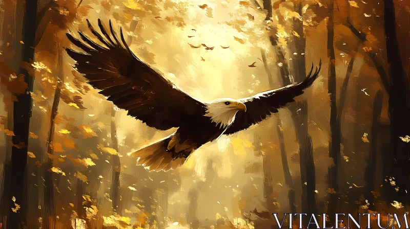 Majestic Eagle in Golden Woodland AI Image