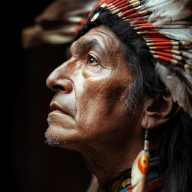 Indigenous Elder with Feather Headdress