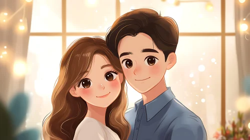 Cartoon Couple in Love Portrait