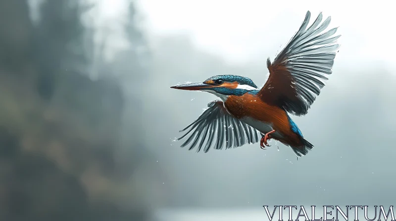 Elegant Kingfisher in Mist AI Image