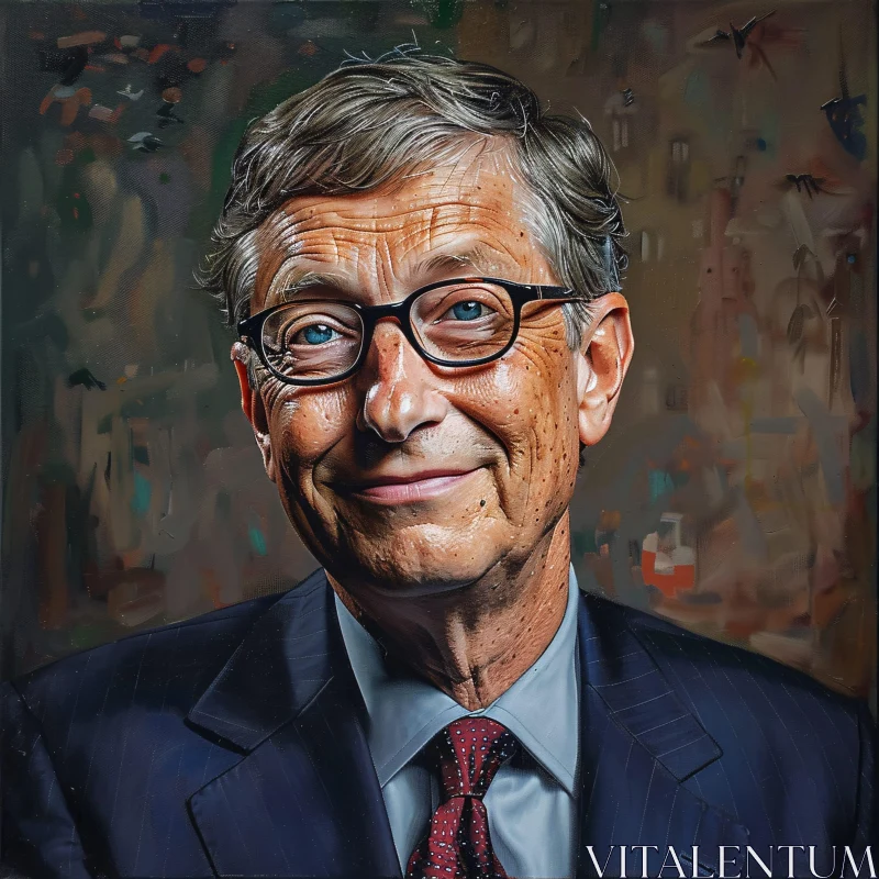 AI ART Bill Gates Detailed Portrait Painting