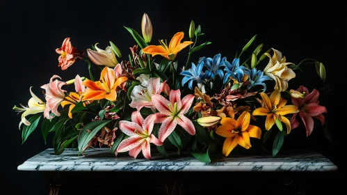 Floral Arrangement of Vibrant Lilies