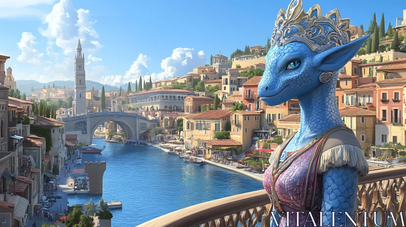 AI ART Blue Dragon in Venice Fantasy Art