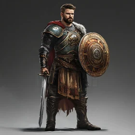 Armored Warrior with Sword and Shield