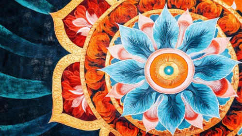 Colorful Mandala Painting with Floral Motifs