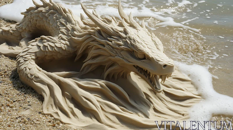 AI ART Dragon Sand Art at the Beach