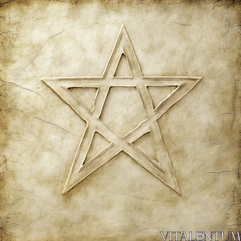 AI ART Pentagram Symbol on Aged Surface