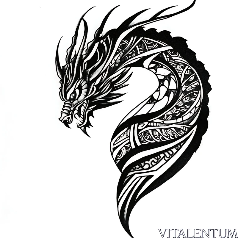 AI ART Monochrome Dragon Art with Intricate Details