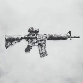 Monochrome Firearm Illustration