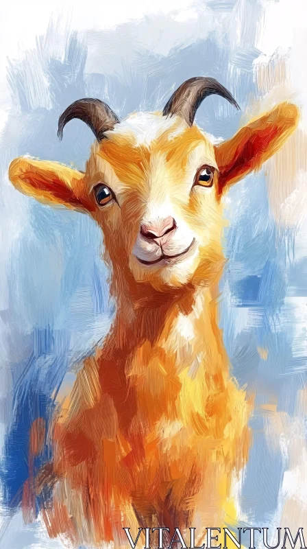 AI ART Goat Portrait Painting