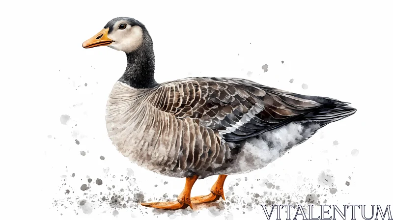 Graceful Goose in Watercolor AI Image