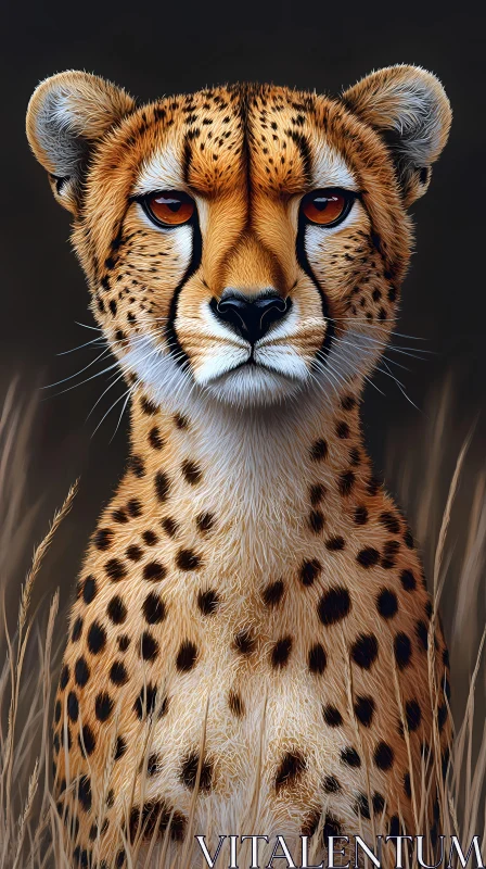 AI ART Cheetah Among Tall Grass