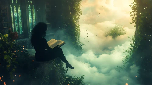 Woman Reading in a Magical Realm