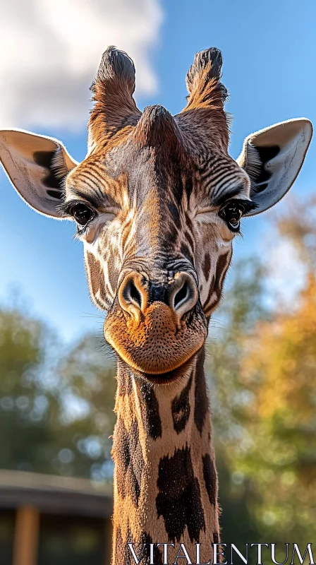 Giraffe Portrait in the Wild AI Image