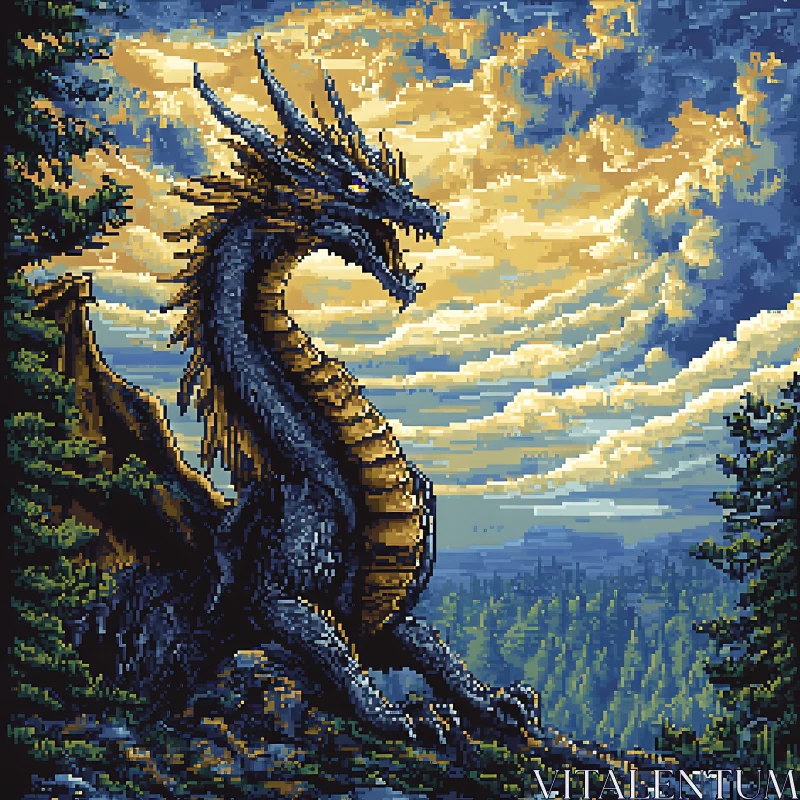 AI ART Dragon's Perch Pixel Art