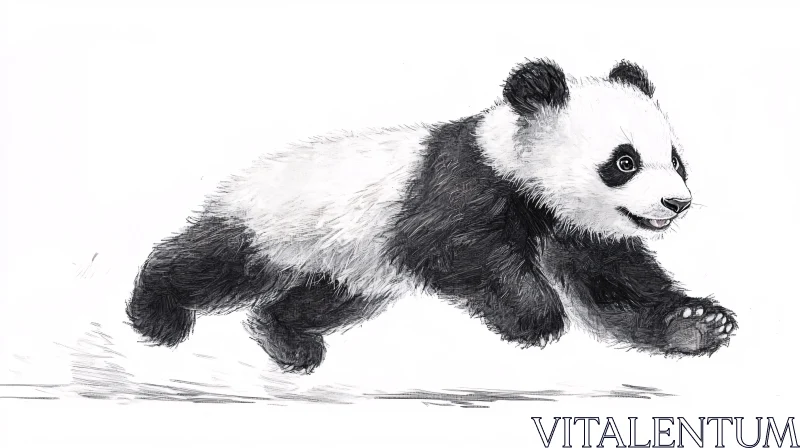 AI ART Energetic Panda Bear Drawing