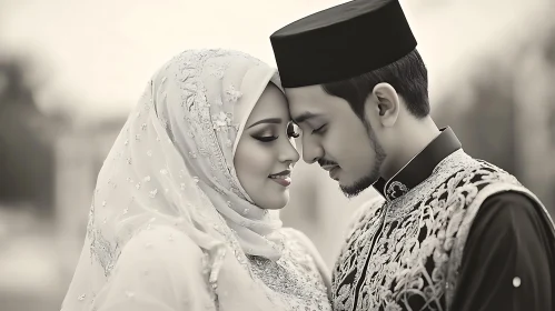 Intimate Moment: Muslim Couple in Love