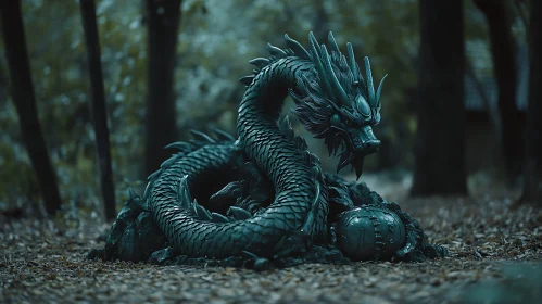 Dragon Statue in the Woods