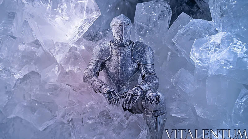 AI ART Frozen Knight Amongst Crystalline Ice