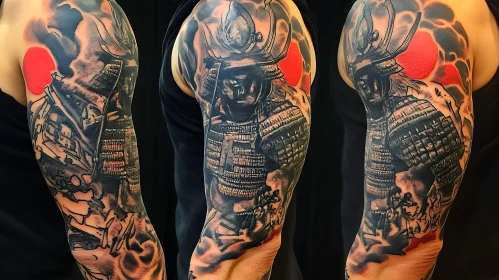 Arm Tattoo: Samurai with Rising Sun