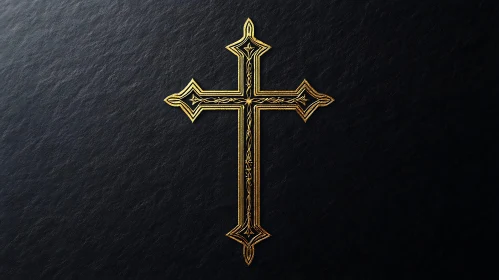 Engraved Gold Cross on Black Backdrop