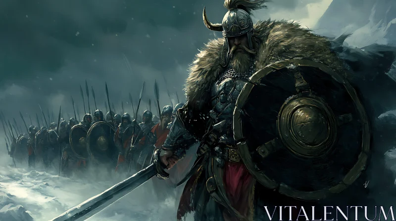 AI ART Viking Warrior with Sword and Shield