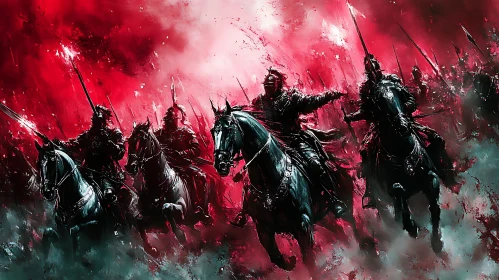 Armored Warriors on Horseback Painting