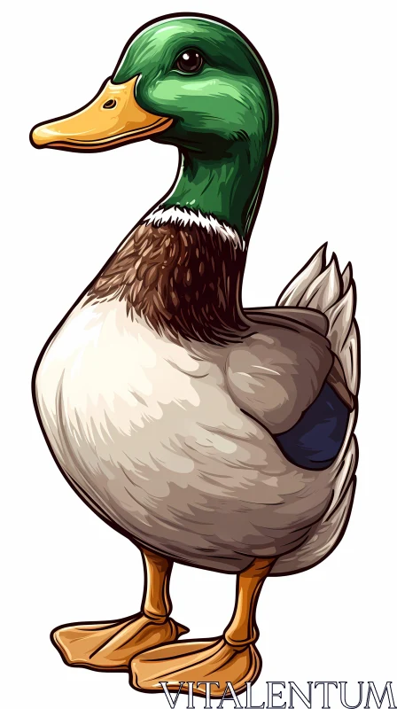 Mallard Duck Illustration AI Image