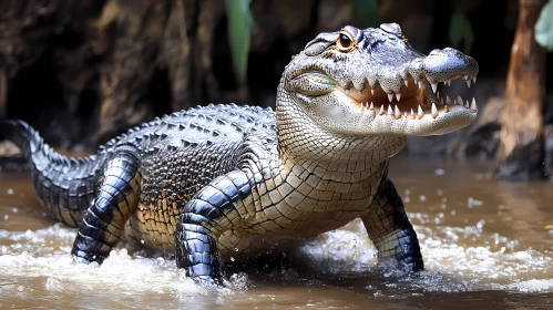 Vibrant Reptile in Water Scene