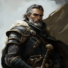 Armored Man Portrait with Sword