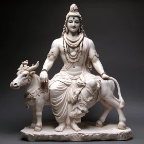 Serene Deity on Bull Sculpture