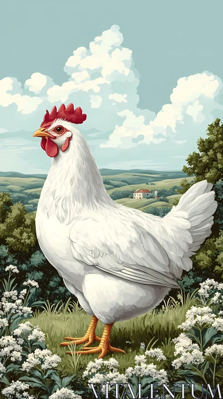 Countryside Chicken Portrait AI Image