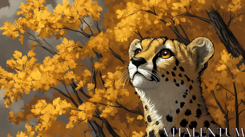 Cheetah in Autumn Setting AI Image