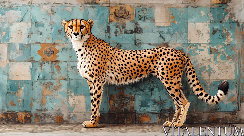 Cheetah Art on Textured Background AI Image