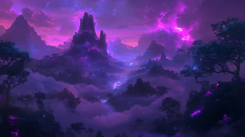 Mystic Purple Mountain Landscape