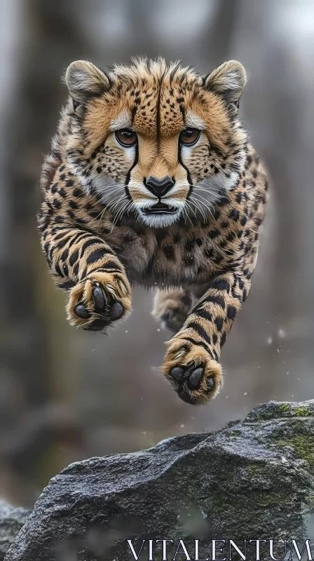 Leaping Cheetah in Action AI Image