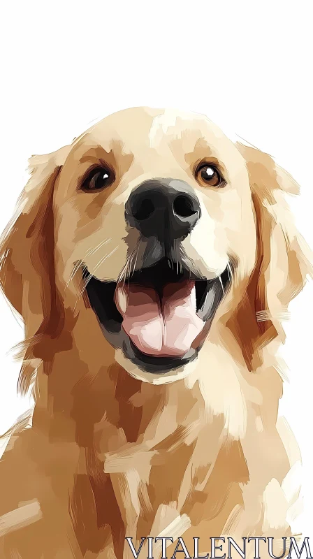 Smiling Golden Retriever Art AI Image