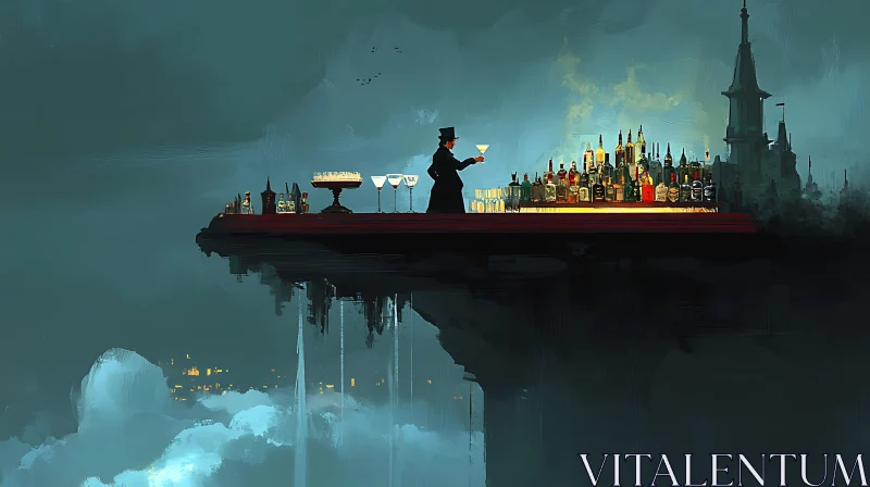 AI ART Surreal Bar in the Sky Painting