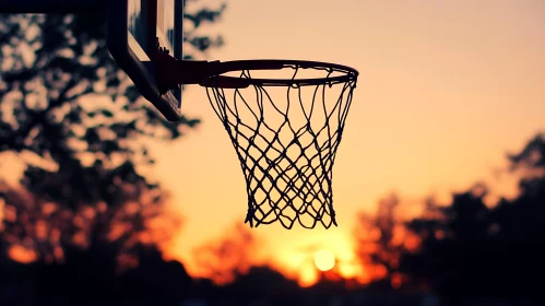 Sunset Game: A Basketball Silhouette