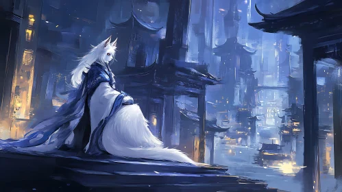Anime Fox Girl in Urban Setting
